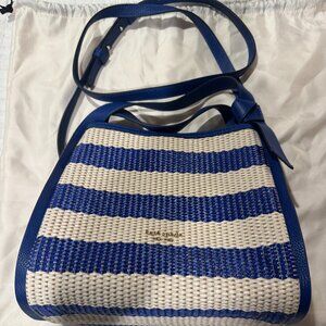 Kate Spade New York Blue & White Woven Tote Bag with Adjustable Strap